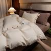 Juego de Cama de Cuatro Piezas Estilo Japonés de Algodón Puro de Fibra Larga Algodón Lavado Liso Juego de Cama para B&B Versión Ab Cepillada de Algodón Puro Colcha