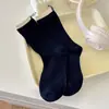 Meias Listradas para Mulheres, Meias de Cano Médio para Primavera e Outono, Meias de Algodão com Etiqueta no Calcanhar, Estilo Coreano e Japonês da Moda, Meias Longas de Verão para Estudantes