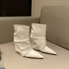 Botas de Cano Curto Apontadas de Novo Estilo, Botas de Moda de Salto Médio, Design Estiloso, Botas Pantalona de Salto Plataforma Hot Girl, Botas Curtas Elegantes da Moda para Outono e Inverno