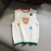 Colete de lã infantil estilo coreano 2023 novo suéter para meninos pulôver de bebê camisa sem mangas suéter de urso moda