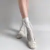 Meias Mary Jane Brancas Estilo Miu Estilo Ballet para Mulheres, Meias Doces com Laço na Panturrilha, Meias JK Respiráveis e Versáteis Estilo Japonês