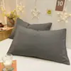 Par de fundas de almohada de color sólido de algodón lavado suave con núcleo estilo japonés funda de almohada individual engrosada estilo sin estampado