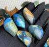 Pedra de cristal natural pull pedra com folhas em forma de luar azul pedra natural jóias pingente pingente pingente pingente atacado