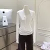 Camiseta feminina coreana Dongdaemun de alta qualidade, slim fit, manga longa, nova blusa base para o outono