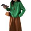 Suéter Vintage de Crochet Color Caramelo para Mujer Otoño e Invierno Nuevo Suelto Manga Raglán Suave Cuello Redondo Jersey Tejido Top para Mujer