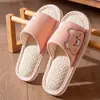 Pantuflas de lino silenciosas y antideslizantes para interiores, ligeras y absorbentes del sudor, para el hogar, de algodón y lino para las cuatro estaciones, para primavera, verano, otoño e invierno.