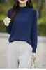 Suéter de punto base de algodón de grosor medio para mujer, cuello medio alto, corte holgado, para uso transfronterizo, nuevo top versátil de algodón puro para otoño e invierno