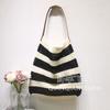Bolso Tejido de Rayas de Color Contrastante Estilo Ins Coreano para Mujer 2025 Nuevo Estilo Perezoso Bolso Hecho a Mano de Ganchillo Bolso de Hombro Literario