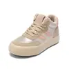 Zapatos de Algodón Retro de Caña Alta Zapatos de Entrenamiento Moral con Forro Polar para Mujer 2023 Invierno Nuevas Zapatillas de Suela Gruesa de Moda Versátiles G1260