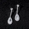 Venda Quente Transfronteiriça Brincos de Cobre com Zircônia Estilo Luxo Leve Brincos Completamente de Diamante de Alta Qualidade Franceses para Mulheres Brincos de Diamante de Nova Cor