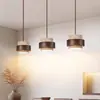 Lámpara Colgante Estilo Nórdico Wabi-Sabi Color Madera de Nogal Travertino Amarillo Barra de Luz para Comedor Lámpara Colgante para Barra de Cocina Lámpara Colgante para Mesita de Noche de Dormitorio