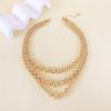 Collar de cuentas con borlas multicapa personalizado para mujer, joyería geométrica con baño de metal exagerado retro, joyería transfronteriza al por mayor