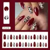 Brilhante Diamante Estampa de Leopardo Marrom Doce e Picante Estilo Garota Versátil Europeu e Americano Estilo Ins Unhas Portáteis Removíveis 30 Peças
