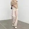 Pantalones de Pierna Ancha Nuevos con Patrón de Espiga para Mujer Primavera y Verano 2025 Pantalones de Lana Divididos Nuevos Pantalones Rectos Estrechos Tipo Plátano para Mujer