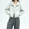Chaqueta corta con capucha para mujer, estilo coreano de verano 2026, corte holgado para figuras petite, cordón fino en cuello alto, chaqueta casual versátil