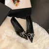 Zapatos de tacón fino para mujer, estilo de noche con lazo, sin cordones, tacones altos de punta fina, zapatos de trabajo, Novedad Primavera 2026