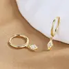 Brincos de prata s925 europeus e americanos banhados a ouro 18K estilo INS criativo moda simples diamante fivela de orelha feminina joia de orelha