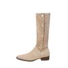Botas Vaqueras Western de Nuevo Estilo para Mujer, Diseño de Nicho, Punta Cuadrada, Botas Apiladas Fruncidas, Botas de Montura Retro