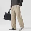 Pantalones casuales de trabajo simples retro americano para hombre, estilo 'old money' de lujo discreto, lavados, ajuste holgado japonés, versátiles para otoño e invierno