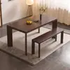 Mesa de jantar de nogueira preta, design moderno e minimalista, madeira maciça, formato retangular, adequada para uso doméstico, ideal para apartamentos pequenos