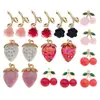 Acero Inoxidable 3D Estéreo Cereza Fresa Rosa Colgante Pequeño Colgante DIY Collar Pulsera Pendientes Accesorios de Joyería