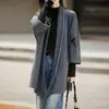 Cardigan de Lã Pura Novo Outono/Inverno 2026 para Mulheres, Suéter de Tricô tipo Xale de Comprimento Médio, Casaco Grosso, Roupa Exterior