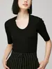 Suéter Básico de Manga Curta com Gola Redonda Slim Fit de Lã Merino 120S Primavera 2/60 para Mulheres