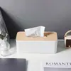 Caja de Pañuelos de Bambú Sala de Estar Hogar Estilo Japonés Caja de Pañuelos Sin Taladro Simple Creativo Restaurante Caja de Almacenamiento de Papel en Rollo Multicolor