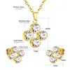 Moda Europeia e Americana Nicho Clássico Pingente Corrente Clavícula Diamante Branco Conjunto de Brincos e Colar Versátil de Aço Inoxidável para Mulheres