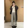 Pantalones Casuales de Pierna Ancha con Forro Polar de Corte Holgado para Mujer, Nuevos Pantalones Casuales de Invierno/Otoño de Cintura Alta Adelgazantes de Longitud Completa