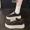 Sapatos Femininos Plataforma Aumento de Altura Solado Grosso Couro Genuíno 2026 Novo Versátil Leve Cadarço Sapatinhos Brancos Sapatos Esportivos Casuais Femininos