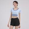 Traje Deportivo de Fitness para Mujer en Verano con Almohadilla en el Pecho, Top de Manga Corta de Secado Rápido, Cuerda para Saltar, Ropa Popular para Correr, Pilates, Yoga
