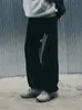 Pantalones de Chándal de Estilo Europeo y Americano de Moda con Bordado de Estrellas para Mujer con Puntada de Línea, Corte Recto Holgado, Pantalones Largos Casuales con Caída