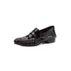 Primeira camada óleo cera couro de vaca mocassins femininos salto baixo sapatos de um só tom outono nova chegada couro genuíno bico redondo corte médio botas de um só tom femininas sapatos pequenos de couro