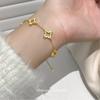 Plata S925 Exquisito Minimalista Estilo Ins Deslizante Incrustado de Diamantes Cepillado Estrella Suerte Trébol de Cuatro Hojas Pulido Satinado Pulsera S8221