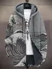 Chaqueta de Invierno Transfronteriza para Hombre con Forro de Felpa Estampado, Engrosada, Cortavientos, Manga Larga, Cremallera, Moda, con Capucha, Corte Holgado