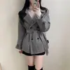 Elegante abrigo de lana de invierno estilo coreano, inspirado en el francés, nicho, elegante, retro británico, de doble botonadura, con cordones