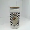 Copo Mason Jar de Vidro 16oz para Cerveja Cola Água com Logotipo Personalizado de Natal em Estoque Transfronteiriço Sublimação
