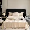 Conjunto de Colcha de Tencel de Alta Qualidade Lavável à Máquina com Quatro Peças, Colcha de Seda Gelada Refrescante de Verão, Colcha Fina de Solteiro/Casal
