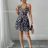 Comercio Exterior Wholesale Nueva Moda Europea y Americana Sencillo Sexy Vestido con Tirantes Finos Espalda Descubierta Estilo Elegante Estampado Vestido Hot Girl para Mujeres
