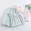 Conjunto de Pijama de Verano para Mujer, Delgado, Cuello Redondo, Algodón, Doble Capa de Gasa de Algodón Estampada, Manga Corta, Pantalones Cortos, Ropa para Casa