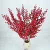 Simulación alta Acebo Navidad fruta simulación alta Frijol de acacia fabricantes suministran flores artificiales para boda Fruta roja rica en bayas