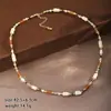 Colar de Pedras Naturais com Contas Nala Novo Design Chinês para Mulheres Luxo Leve Design de Nicho Corrente para Clavícula Corrente de Pérolas Retrô para Suéter