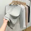 Camiseta de Manga Larga acanalada de Algodón Modal para Mujer, Nuevo Estilo Primavera/Otoño, Cuello Redondo, Corte Ajustado, Favorecedor, Top tipo Camiseta