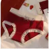Pantis de Encaje Rojos Sin Costuras para Mujer con Lazo, Calzones Festivos de Algodón en la Entrepierna, Venta al por Mayor del Fabricante 8898