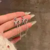 Brincos de argola de prata 925 com agulha, laço de diamante brilhante e gota d'água para mulheres, luxo leve, alta qualidade, brincos de tarraxa de pérola únicos, brincos femininos extremamente bonitos