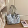 Bolsa de Lona Estampa de Leopardo Retrô Estilo Coreano Feminina Outono 2026 Nova Estilo Preguiçoso Bolsa de Ombro Única Grande Capacidade Bolsa Tote para o Dia a Dia