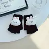 Guantes Infantiles para Otoño e Invierno, Cálidos Estilo Coreano de Conejo de Cinco Dedos con Tapa Completa con Felpa Gruesa para Niños y Niñas