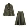 Conjunto de terno outonal feminino estilo europeu e americano 2026 com um visual chique e profissional, incluindo um conjunto de saia e blazer. 11403, cor da foto, com etiqueta de preço