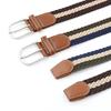 Cinturón Versátil de Cuero Tejido para Mujer, Cinturón Elástico de Lona, Cinturón Casual con Hebilla de Pasador para Pantalones Elásticos de Mujer, Cinturón de Estudiante para Hombre